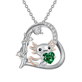 Sterling Silver Birthstone Axolotl Pendant Necklace Jewelry Gifts for Women