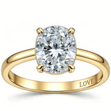 Sterling Silver 10K 14K 18K Gold Personalized Engraved Moissanite Wedding Engagement Promise Band Ring