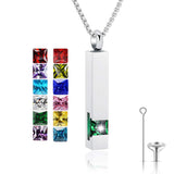 Stainless Steel Birthstones Urn Necklaces for Ashes Cross Cremation Pendant for Men Women Memorial Keepsake Jewelry