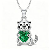 Sterling Silver 12 Month Birthstones Hedgehog Pug Fox Otter Pendant Necklace Gifts for  Birthday, Christmas, Graduation
