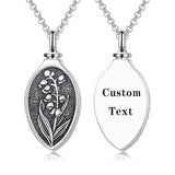 Sterling Silver 12 Month Birth Flower Urn Necklace for Ashes