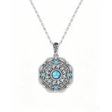 Sterling Silver Turquoise Cone Sunflower Tree of Life Pendant Necklace