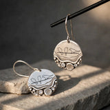 Sterling Silver Trail Mini Forest Pebble Wildflower Dangle Earrings