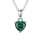 Sterling Silver Heart-Shaped 12 Month Birthstone Cubic Zirconia Pendant Necklace, Valentine's Day Gift