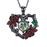 Sterling Silver Black Heart Skeleton Birthstone Necklace With Engraved Halloween Gift