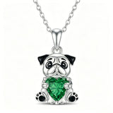 Sterling Silver 12 Month Birthstones Hedgehog Pug Fox Otter Pendant Necklace Gifts for  Birthday, Christmas, Graduation