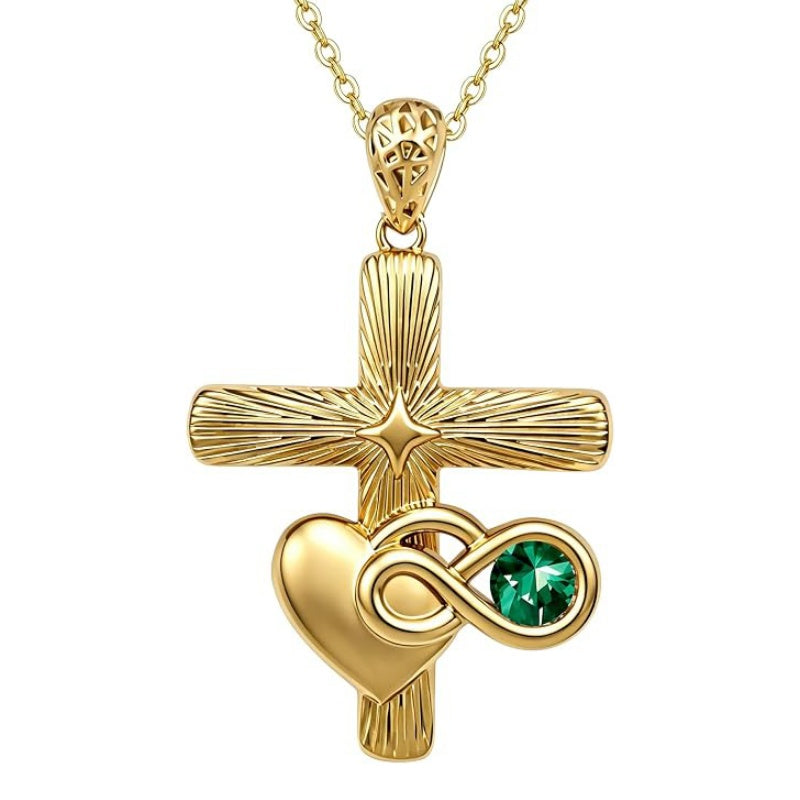 14K Gold Plated Cubic Zirconia Infinity Heart Pendant Necklace for Women