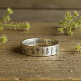 Sterling Silver Wildflowers Nature Ring Engraved with You belong among the wildflower