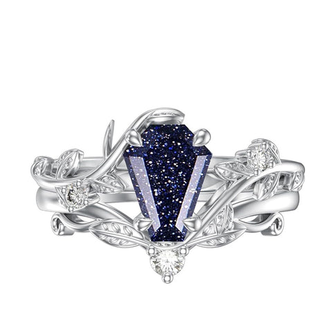 Sterling Silver Pear Oval Kite Heart Hexagon Emerald Coffin Cut Gemstone Engagement Promise Ring Set