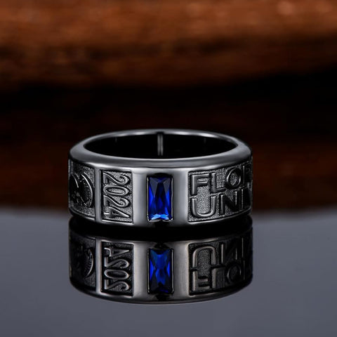 Personalied 2024 Mens Class Ring 925 Sterling Sliver Graduation Ring High School Rings for Men Birthstone College Ring