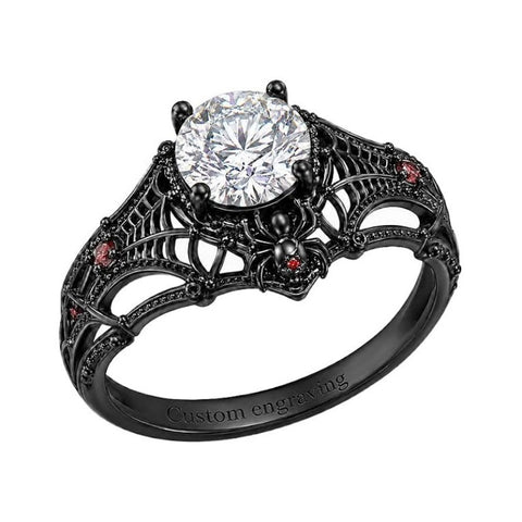 Sterling Silver 10K 14K 18K Gold Custom Engraved Moissanite Engagement Wedding Ring