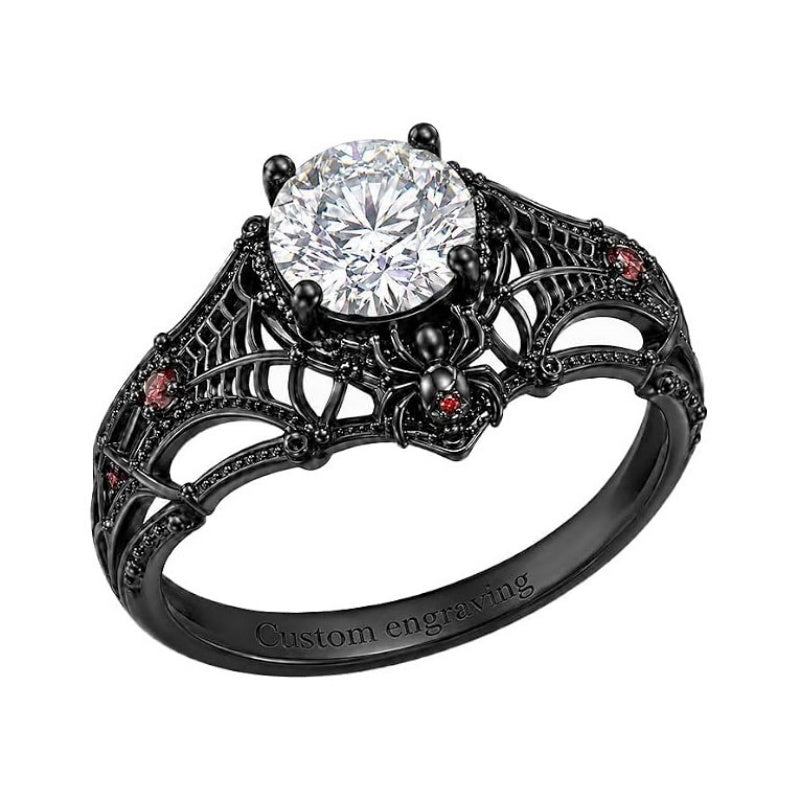 Sterling Silver 10K 14K 18K Gold Custom Engraved Moissanite Engagement Wedding Ring