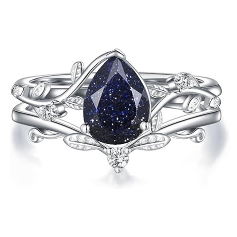 Sterling Silver Pear Oval Kite Heart Hexagon Emerald Coffin Cut Gemstone Engagement Promise Ring Set