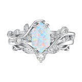 Sterling Silver Pear Oval Kite Heart Hexagon Emerald Coffin Cut Gemstone Engagement Promise Ring Set