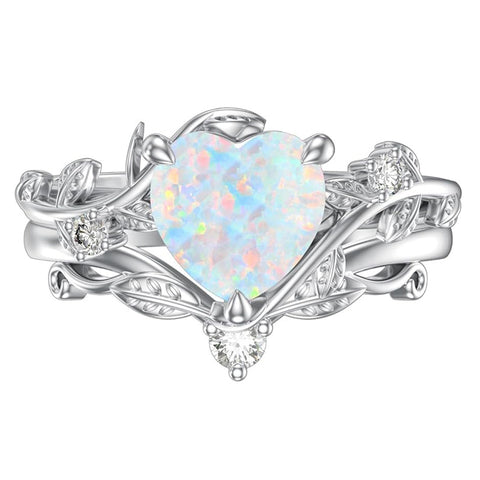 Sterling Silver Pear Oval Kite Heart Hexagon Emerald Coffin Cut Gemstone Engagement Promise Ring Set