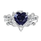 Sterling Silver Pear Oval Kite Heart Hexagon Emerald Coffin Cut Gemstone Engagement Promise Ring Set