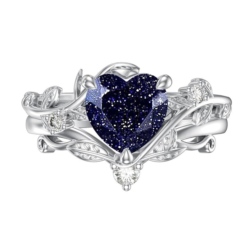 Sterling Silver Pear Oval Kite Heart Hexagon Emerald Coffin Cut Gemstone Engagement Promise Ring Set