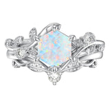 Sterling Silver Pear Oval Kite Heart Hexagon Emerald Coffin Cut Gemstone Engagement Promise Ring Set