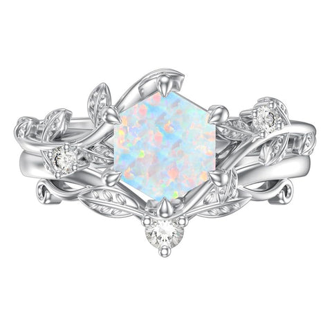 Sterling Silver Pear Oval Kite Heart Hexagon Emerald Coffin Cut Gemstone Engagement Promise Ring Set