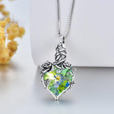 Rose Cremation Jewelry for Ashes Urn Necklace with Heart Crystal 925 Sterling Silver Ashes Pendant Necklaces for Women Memorial Gift