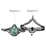 Sterling Silver 10K 14K 18K Gold 2CT Moss Agate Vine Leaf Women's Bridal Ring Sets for Wedding Engagement