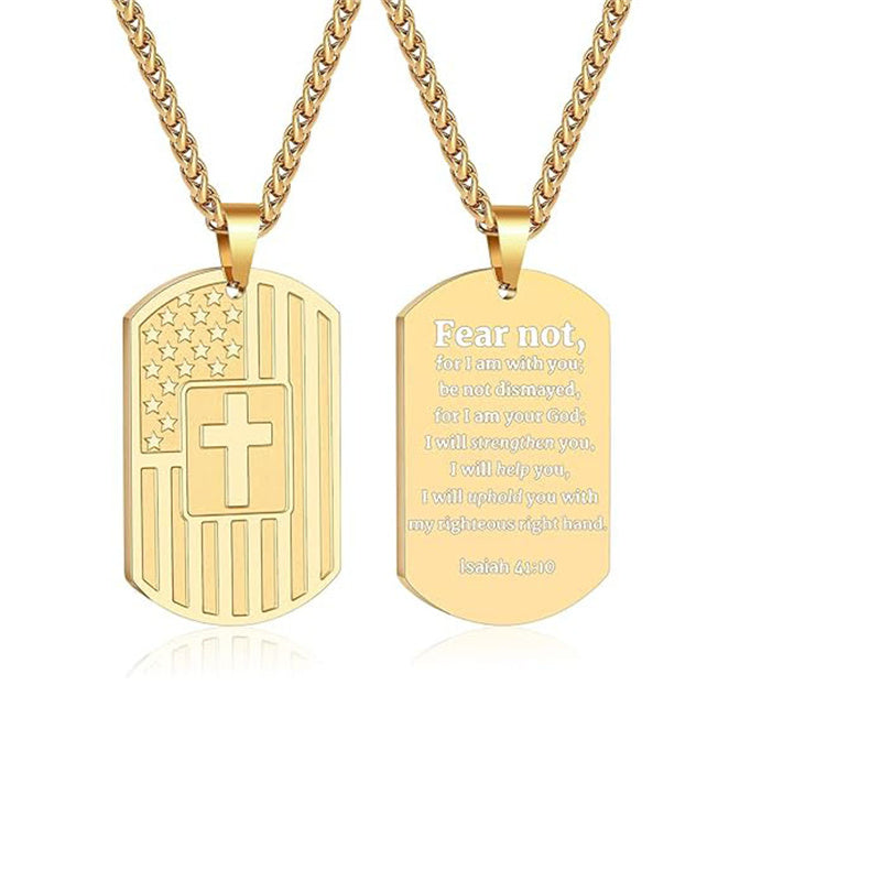 Stainless Steel American Dog Tag Pendant Necklace for Men