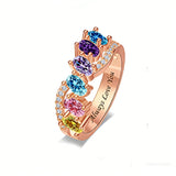 Copper Sterling Silver Personalized 1-6 Simulated Birthstones  Infinity Family Ring for Women