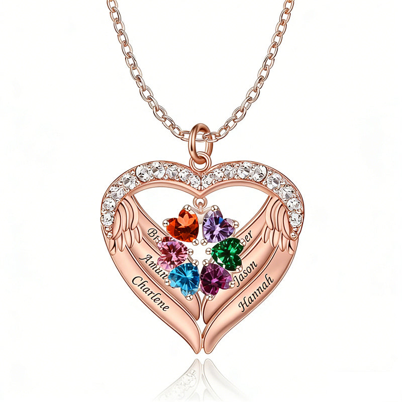 Copper Sterling Silver Simulated Birthstone Name Pendant Necklace for Mom