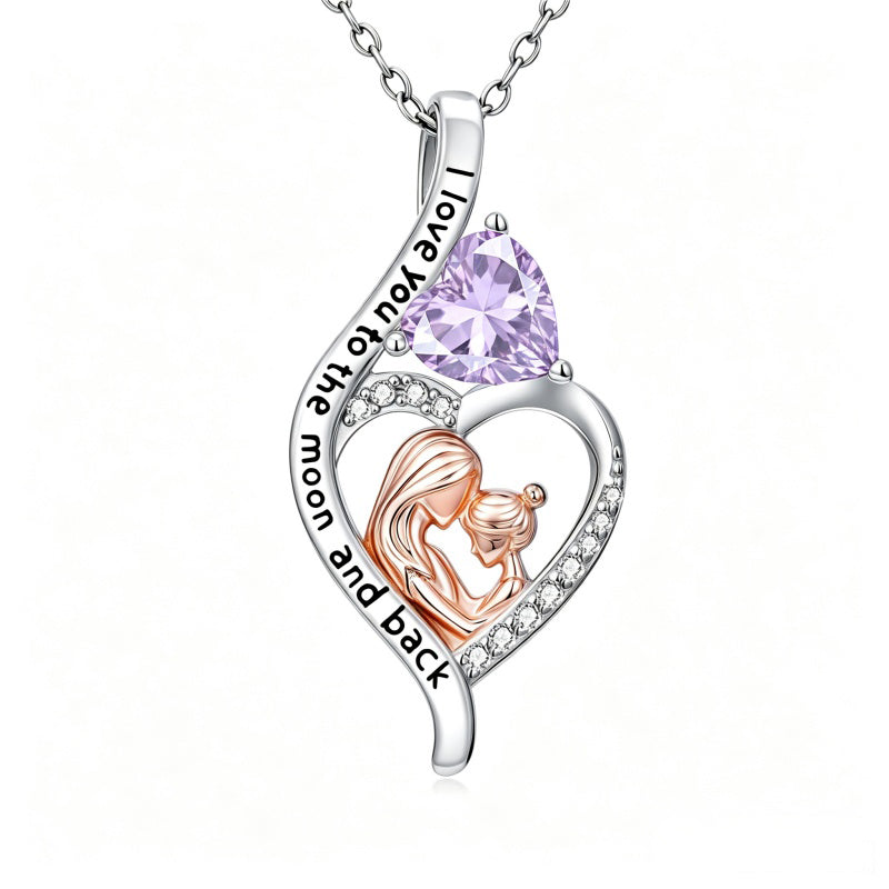 14K Gold Plated Birthstone Heart Infinity Necklace Mother's Day  Gift