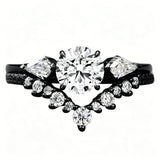 Sterling Silver 10K 14K 18K Gold 1CT-4CT Heart Round Teardrop Oval Moissanite Engagement Rings Set for Women
