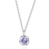 10K 14K 18K White Gold Birthstone  Flower Pendant Necklace Mothers Day Gift