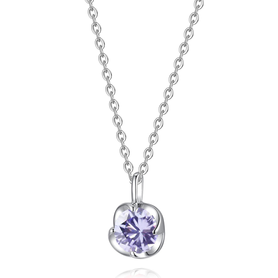10K 14K 18K White Gold Birthstone  Flower Pendant Necklace Mothers Day Gift