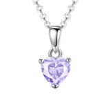 Sterling Silver Heart-Shaped 12 Month Birthstone Cubic Zirconia Pendant Necklace, Valentine's Day Gift