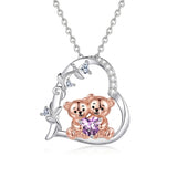 Sterling Silver Birthstone Teddy Bear Pendant Necklace