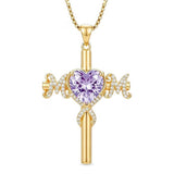 14K Gold Plated  Birthstone Cross Necklace  Pendant Necklace Mother's Day Birthday Gifts for Women