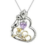 14K Gold Plated Birthstone Love Rose Pendant Necklace Anniversary Christmas Birthday Jewelry Gifts for Women