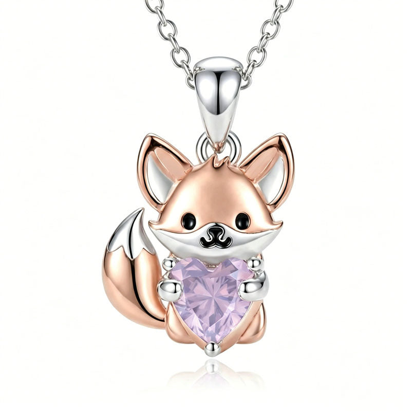 Sterling Silver 12 Month Birthstones Hedgehog Pug Fox Otter Pendant Necklace Gifts for  Birthday, Christmas, Graduation