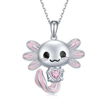 Axolotl Necklace 925 Sterling Silver Axolotl Pendant Cute Animal Jewelry Gift for Women Girls Daughter