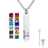 Stainless Steel Birthstones Urn Necklaces for Ashes Cross Cremation Pendant for Men Women Memorial Keepsake Jewelry