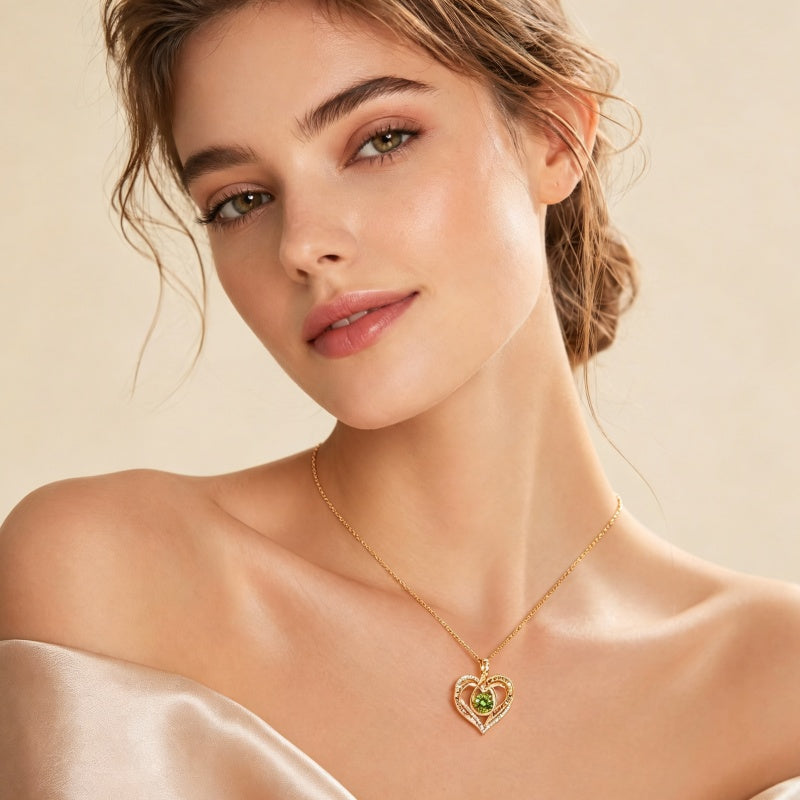 14K Gold Plated Heart Birthstone Infinity Necklace Christmas Valentine Birthday Gift