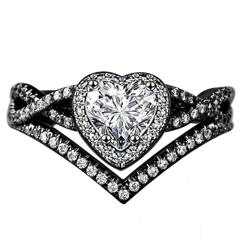 Sterling Silver 10K 14K 18K Gold 1CT-4CT Heart Round Teardrop Oval Moissanite Engagement Rings Set for Women
