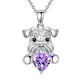 Sterling Silver Birthstone Schnauzer Pendant  Necklace