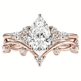 Sterling Silver 10K 14K 18K Gold 1CT-4CT Heart Round Teardrop Oval Moissanite Engagement Rings Set for Women