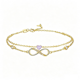 14K Gold Plated Birthstone Infinity Double-Layer Braceletfor Women