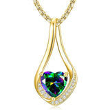 Sterling Silver 18K Yellow/White Gold Plated Forever Love Heart Infinity Pendant Necklace