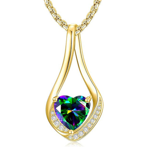 Sterling Silver 18K Yellow/White Gold Plated Forever Love Heart Infinity Pendant Necklace