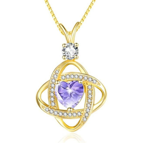14K Gold Plated Heart Birthstone Infinity Pendant Necklace for Women Anniversary Christmas Birthday Gifts
