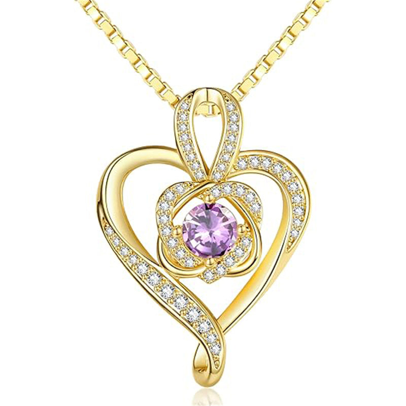 Sterling Silver Round Birthstone Necklace for Women