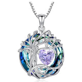 Sterling Silver Birthstone Irish Celtic Tree of Life Pendant Necklace