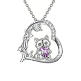 Sterling Silver Birthstone  Cat Pendant Necklace for Women
